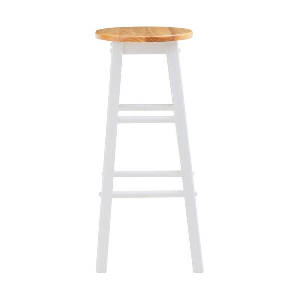 Biały/w naturalnym kolorze hoker z litego drewna kauczukowego (wysokość siedziska 74 cm) Chester – Premier Housewares-image-2