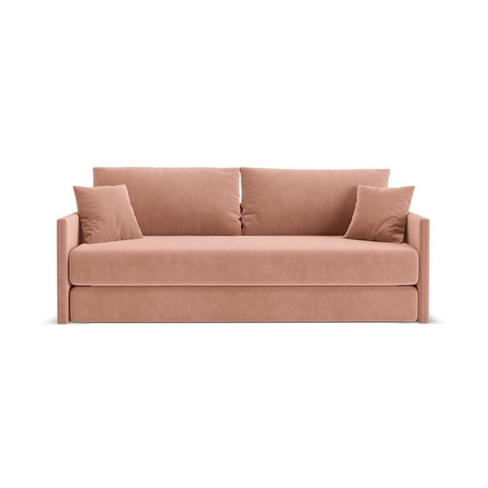 Różowa aksamitna rozkładana sofa 209 cm Shannon – Cosmopolitan Design