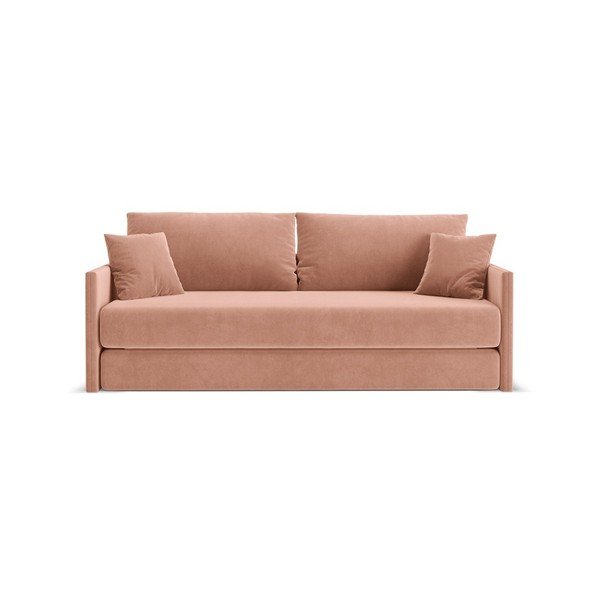 Różowa aksamitna rozkładana sofa 209 cm Shannon – Cosmopolitan Design