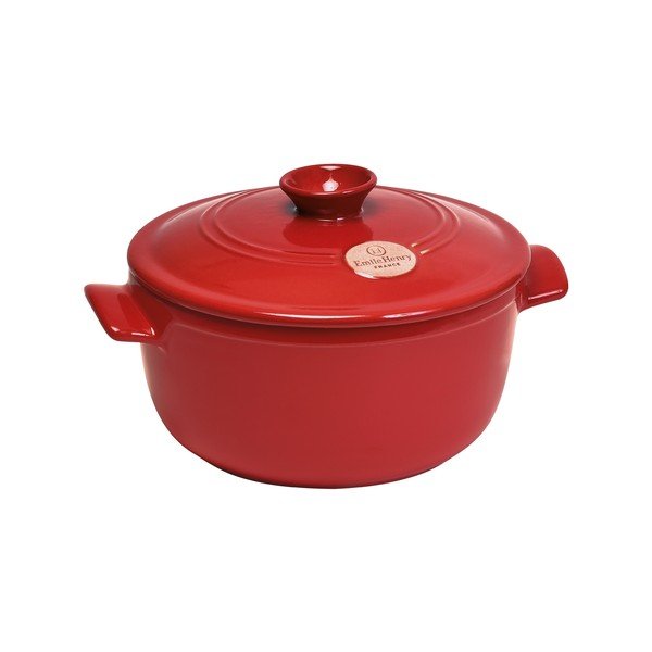 Czerwony okrągły garnek z pokrywką Emile Henry Flame, ⌀ 22,5 cm