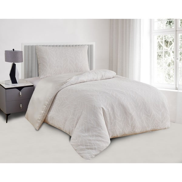 Beżowa żakardowa pościel jednoosobowa 140x200 cm Florida – My House-image-1