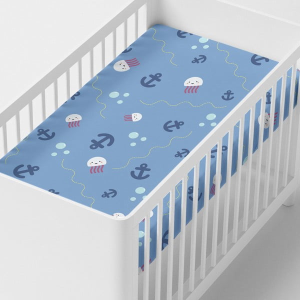 Dziecięce bawełniane prześcieradło Happynois Yellow Submarine, 120x60 cm-image-1