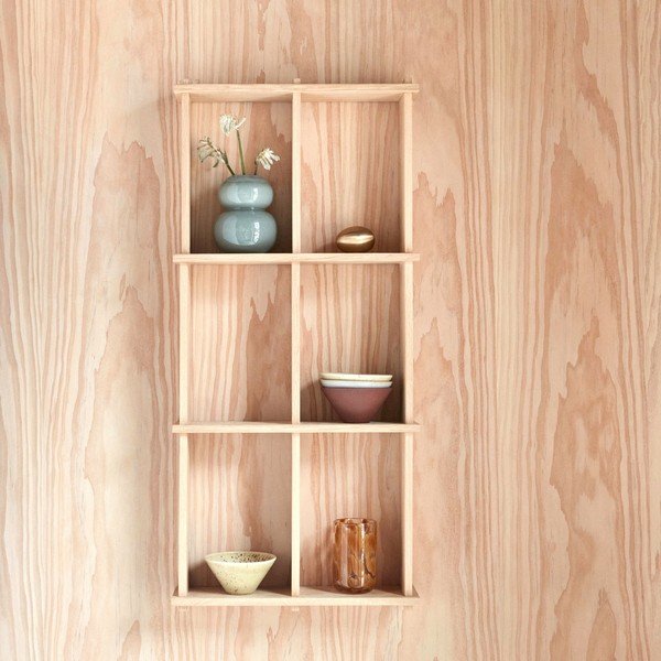 Wielopoziomowa półka z litego drewna dębowego w naturalnym kolorze 37 cm Grid – OYOY Living Design-image-1