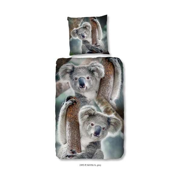 Pościel dziecięca jednoosobowa z bawełny Good Morning Koala, 140x200 cm