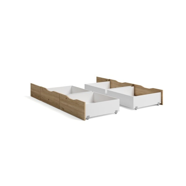 Biało-naturalne szuflady pod łóżko zestaw 2 szt. Lyon – Marckeric