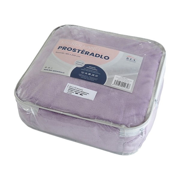 Fioletowe prześcieradło z mikfroflaneli 90x200 cm Exclusive – B.E.S.-image-1