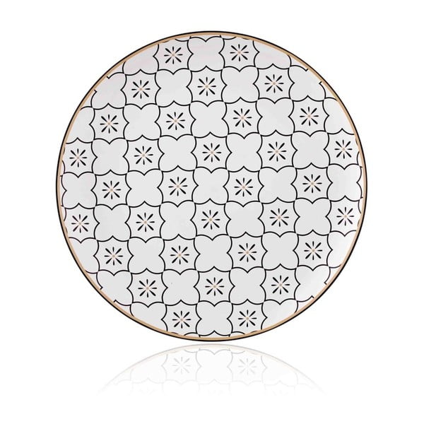 Czarno-biały talerz porcelany kostnej The Mia Maroc Marrakesh, ⌀ 32 cm