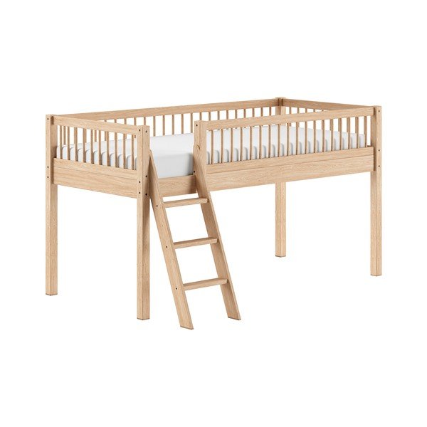 Podwyższone łóżko dziecięce z litego drewna bukowego ze stelażem 90x200 cm w naturalnym kolorze Forrest – Vipack