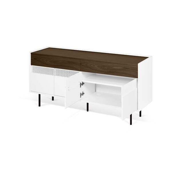 Biała komoda z elementami w dekorze drewna orzechowego TemaHome Radio-image-2