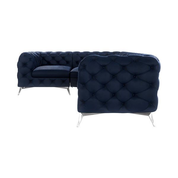 Ciemnoniebieski aksamitny narożnik (lewostronny/w kształcie litery L) Chelsea – Ropez-image-1