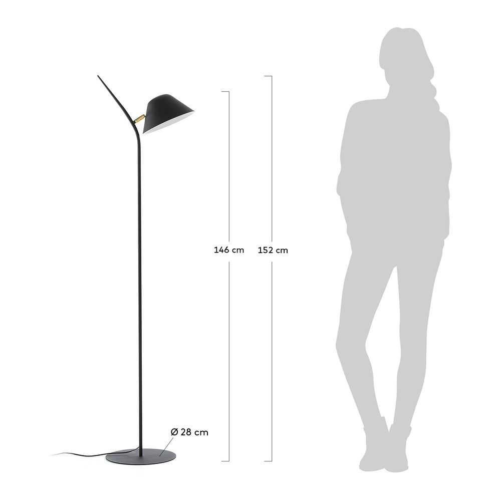 Czarna lampa stojąca z metalowym kloszem (wysokość 152 cm) Aurelia – Kave Home (zdjęcie 5)