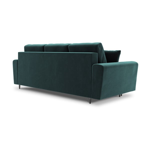 Morska aksamitna rozkładana sofa ze schowkiem 235 cm Kyoto – Cosmopolitan Design-image-3