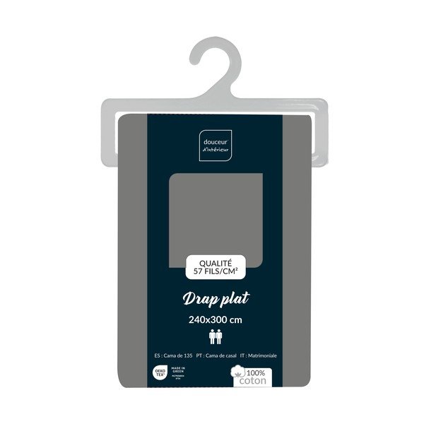 Szare bawełniane prześcieradło 240x300 cm Lina – douceur d'intérieur-image-3