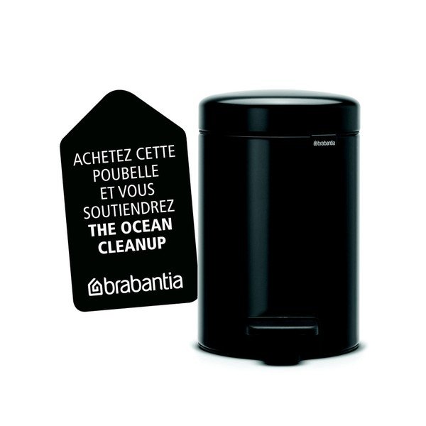 Czarny kosz na śmieci z pedałem Brabantia Newicon, 3 l-image-1
