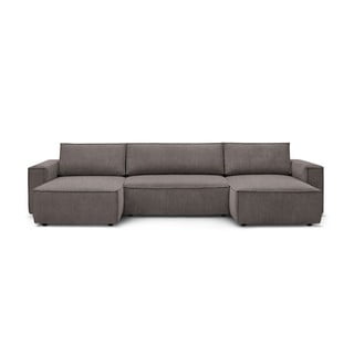Ciemnoszara sztruksowa sofa w kształcie litery U Bobochic Paris Nihad Panoramique