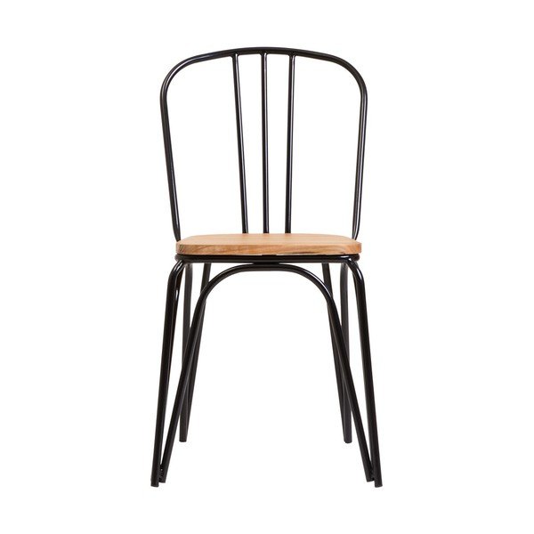 Czarne krzesło z litego drewna wiązu District – Premier Housewares-image-2