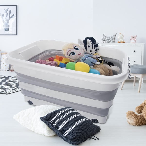 Biało-szary plastikowy pojemnik z pokrywką 54x39x28 cm Kemp – Orion-image-1