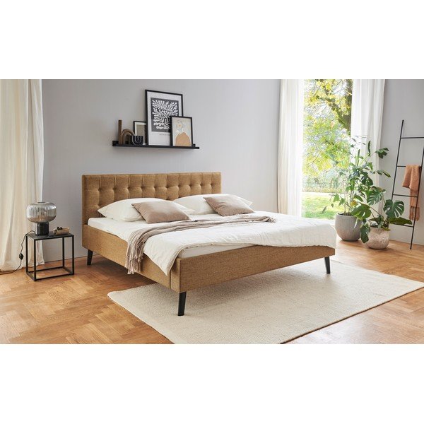 Brązowe tapicerowane łóżko dwuosobowe bez stelaża 180x200 cm Empire – Meise Möbel-image-1