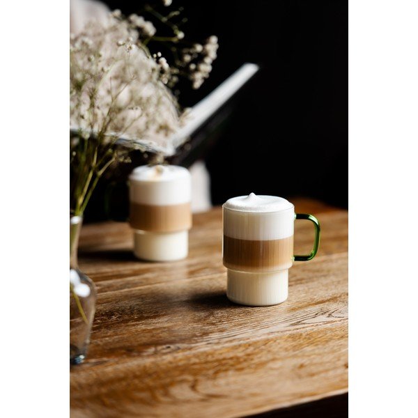 Zielone szklane kubki zestaw 2 szt. do cappuccino 350 ml Livio – Vialli Design-image-3