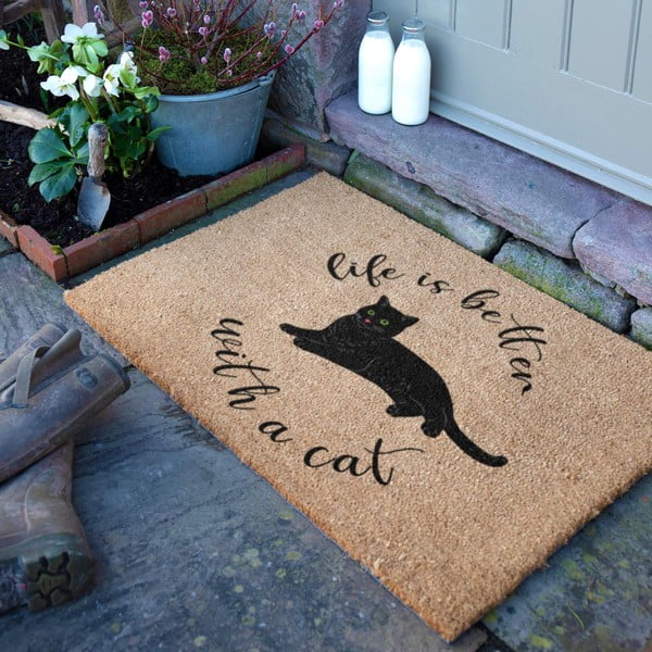 Wycieraczka z włókna kokosowego 40x60 cm Life Is Better With a Cat – Artsy Doormats-image-2