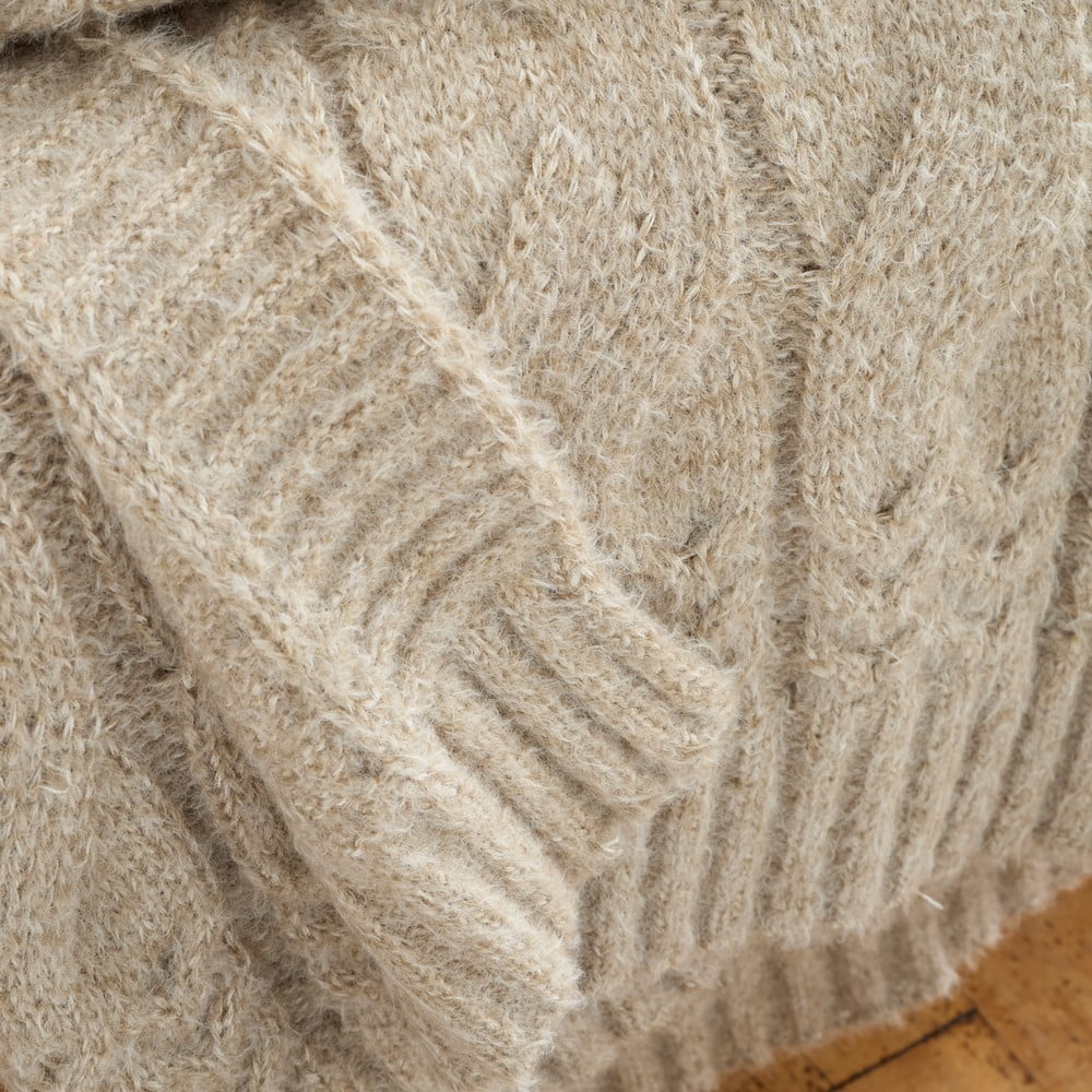 Beżowy koc dzianinowy 150x200 cm Cable Knit – Bianca (zdjęcie 4)
