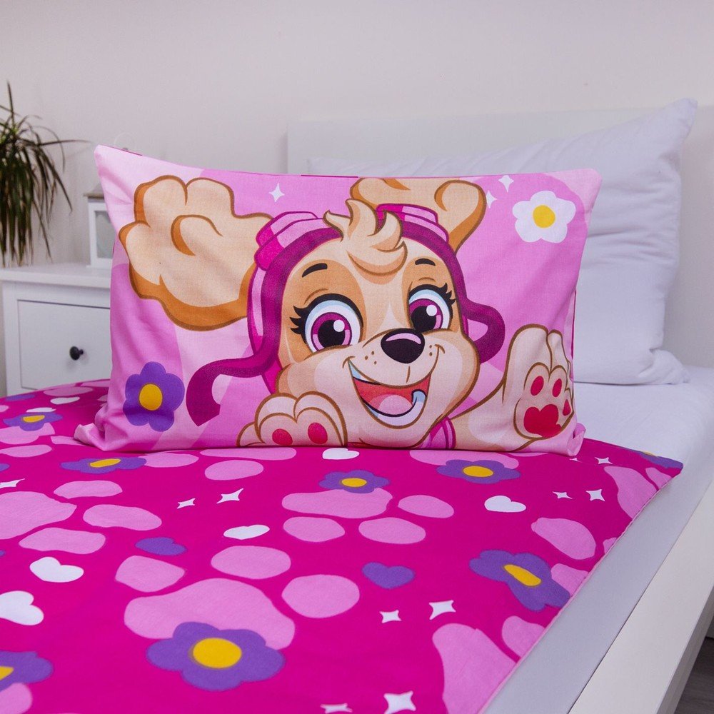 Różowa bawełniana pościel dziecięca do łóżeczka 100x135 cm Paw Patrol "Pawsome friendships grow" – Jerry Fabrics (zdjęcie 4)