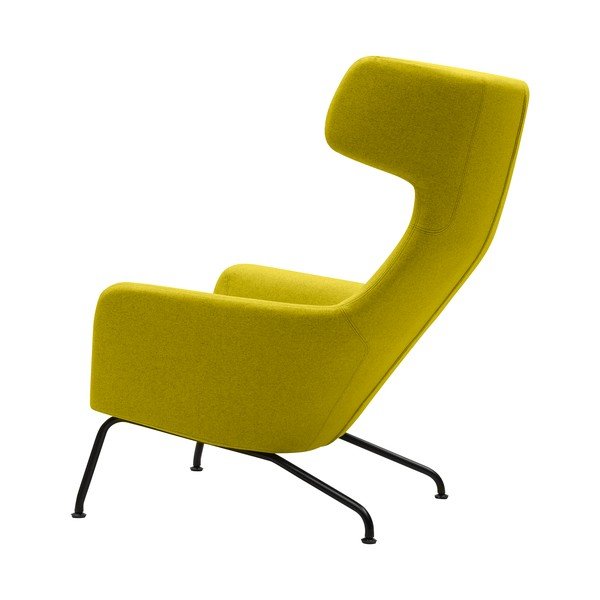 Żółty fotel uszak z czarnymi nogami Softline Havana-image-4
