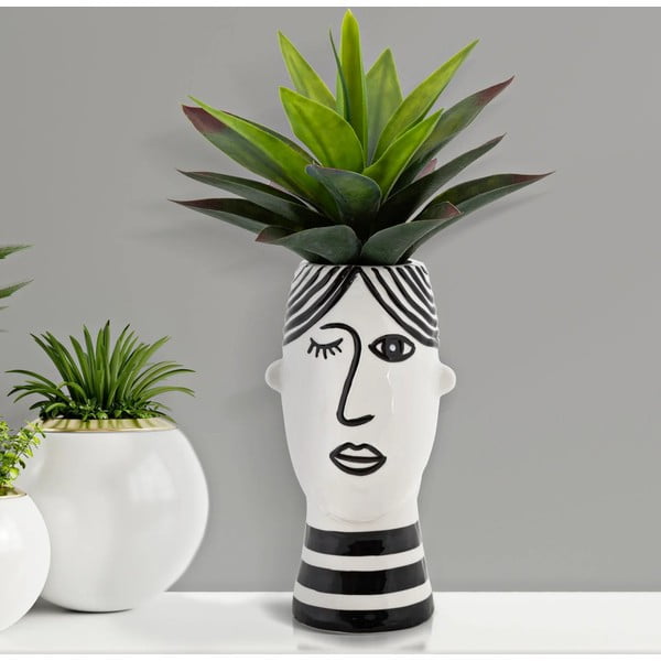 Czarno-biały porcelanowy wazon Mauro Ferretti Face-image-1