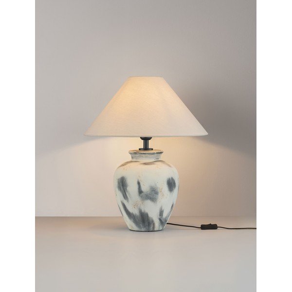 Biała/szara lampa stołowa ceramiczna z tekstylnym kloszem (wysokość 55 cm) Lupe – Nova Luce-image-3