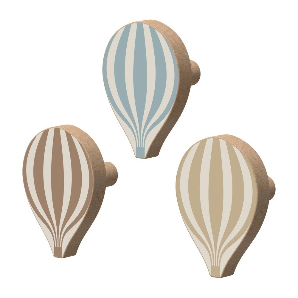 Ścienne haczyki zestaw 3 szt. z litego drewna bukowego Hot Air Ballon – Cam Cam Copenhagen