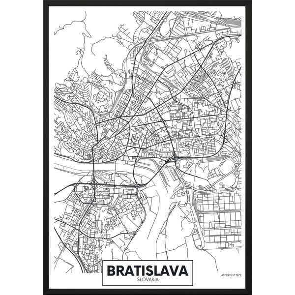 Plakat w ramie MAP/BRATISLAVA, 40x50 cm