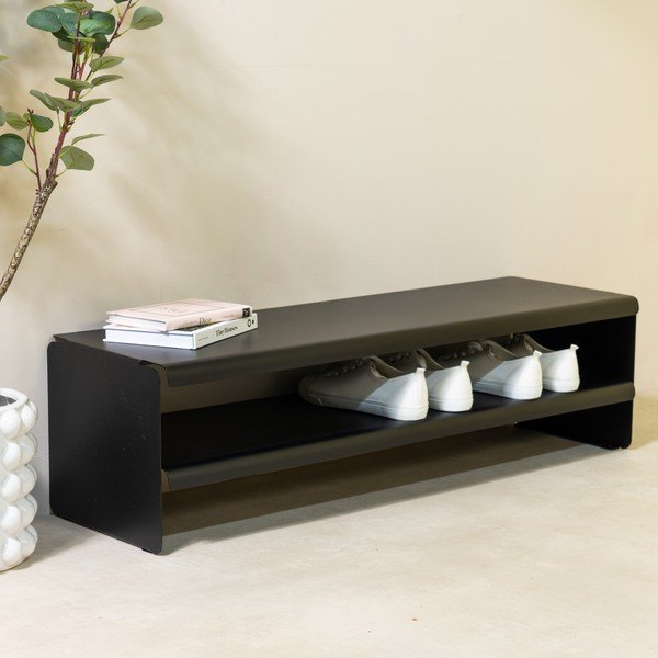 Czarna stalowa szafka na buty 101,5x28x31 cm Linea – Spinder Design-image-1