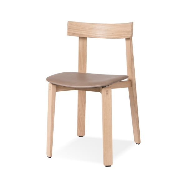 Krzesło z litego drewna dębowego z brązowym siedziskiem Gazzda Nora