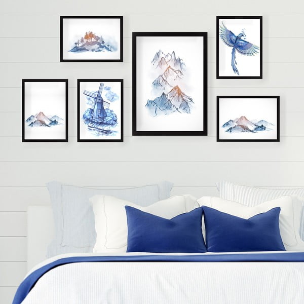 Obrazy zestaw 6 szt. Watercolor – Wallity-image-1