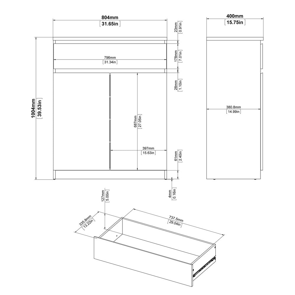 Komoda w dekorze dębu w naturalnym kolorze 80x100x40 cm Naia – Tvilum (zdjęcie 4)
