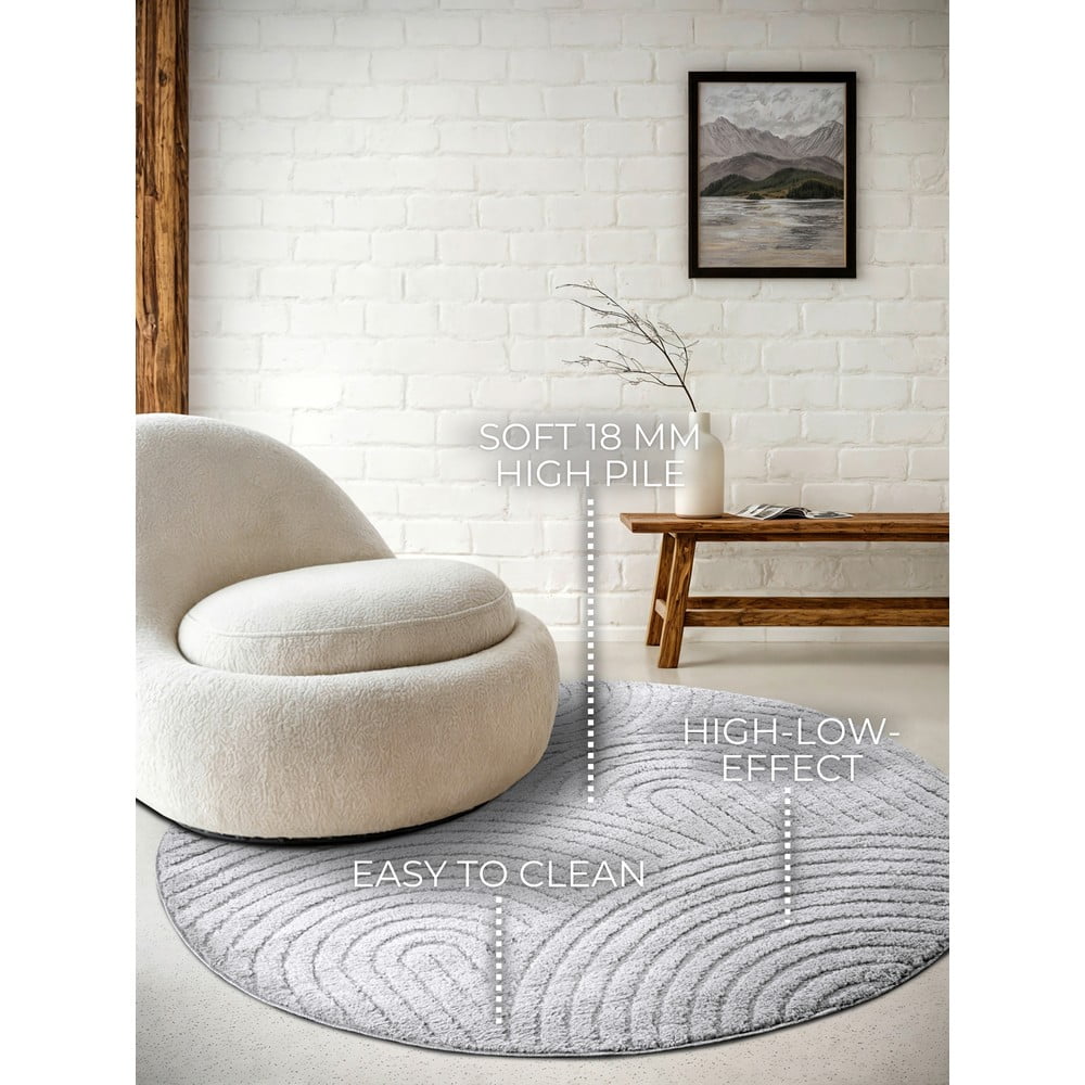 Jasnoszary okrągły dywan ø 200 cm Panglao New York Light Grey – Elle Decoration (zdjęcie 10)