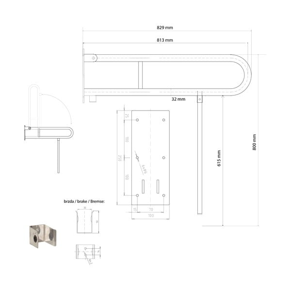 Stalowy uchwyt ścienny do łazienki 83 cm Handicap – Sapho-image-1