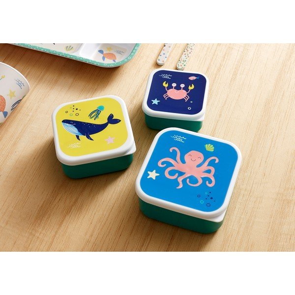 Zielone plastikowe pojemniki śniadaniowe dla dzieci 3 szt. Ocean – Ladelle-image-1