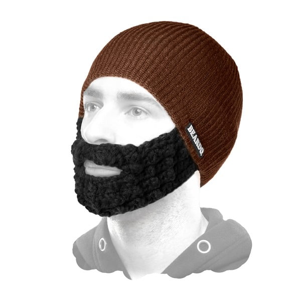 Brązowa czapka Beardo z czarną brodą