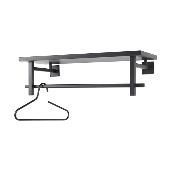 Czarny metalowy wieszak ścienny z półką 76 cm Simplon – Spinder Design-image-2