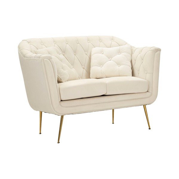 Kremowa aksamitna sofa 130 cm Budapest – Mauro Ferretti-image-2