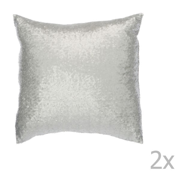 Zestaw 2 srebrnych poduszek ozdobnych J-Line Sequin, 40x40 cm