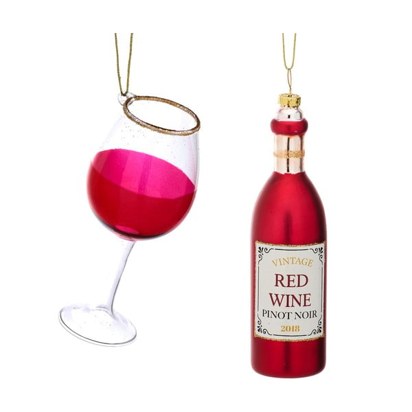 Szklane bombki choinkowe zestaw 2 szt. Red Wine – Sass & Belle