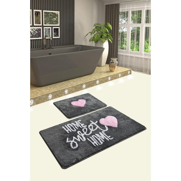 Zestaw 2 szarych prostokątnych dywaników łazienkowych Foutastic Home-image-1