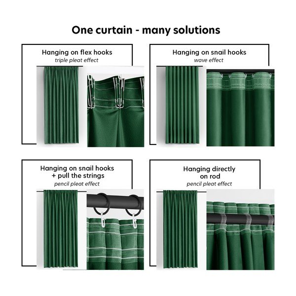 Zielona aksamitna zasłona częściowo zaciemniająca (dimout) 200x250 cm Velto – Filumi-image-4