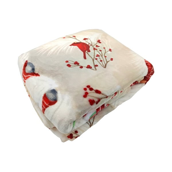 Kremowy koc ze świątecznym motywem z mikropluszu 150x200 cm Goblin – My House