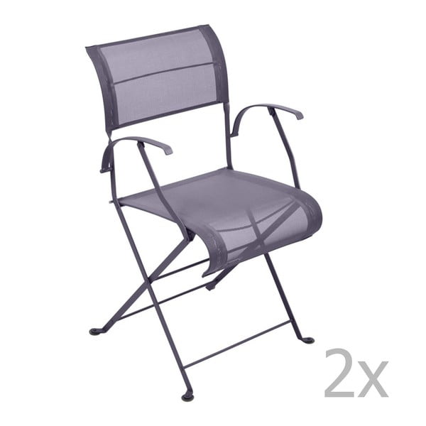 Zestaw 2 liliowych krzeseł składanych z podłokietnikami Fermob Dune