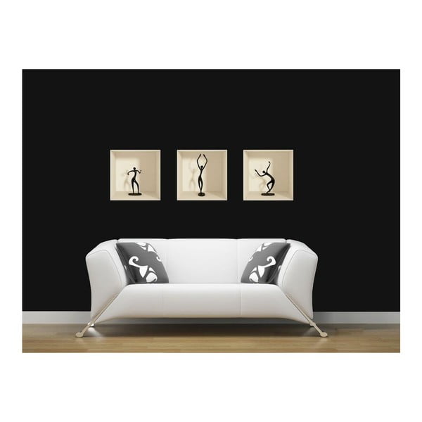 Zestaw 3 naklejek na ścianę 3D Ambiance Dancing Figures-image-2