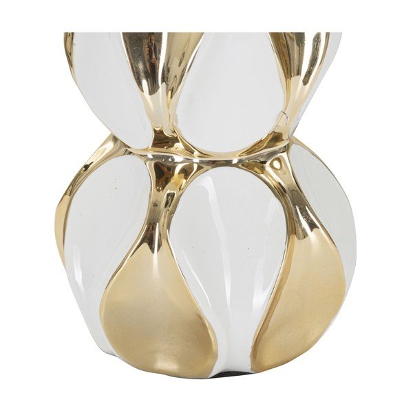 Ceramiczna lampa stołowa w biało-złotym kolorze z tekstylnym kloszem (wysokość 46 cm) Glam Balls – Mauro Ferretti-image-4