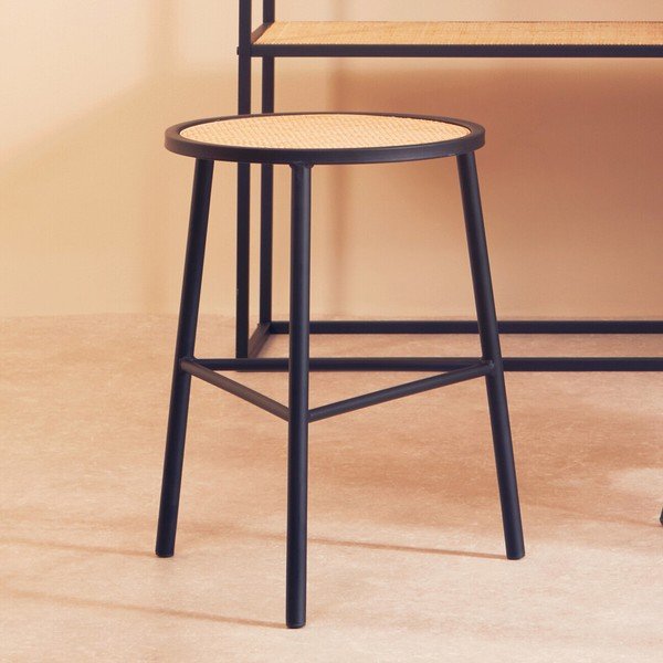 Czarny/w naturalnym kolorze rattanowy stołek Depok – Premier Housewares-image-4